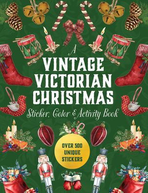 Vintage Victorian Christmas Sticker, Coloring Activity Book