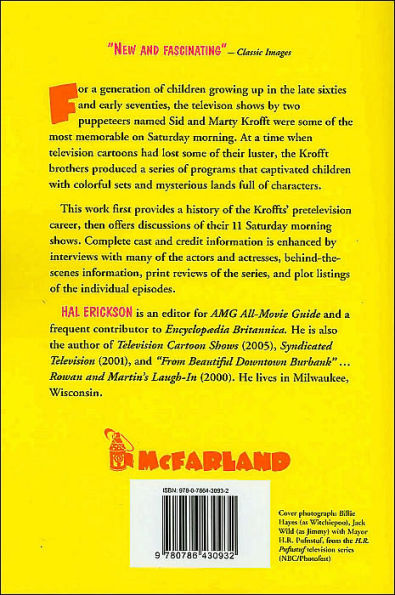 Sid and Marty Krofft: A Critical Study of Saturday Morning Children's Television, 1969-1993