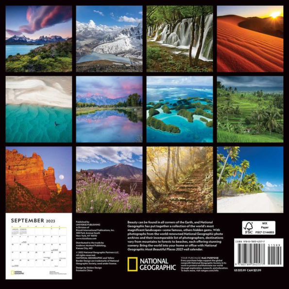 Barnes and Noble National Geographic Most Beautiful Places 2023 Wall