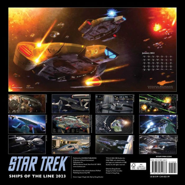 Barnes and Noble Star Trek Ships of the Line 2023 Wall Calendar The