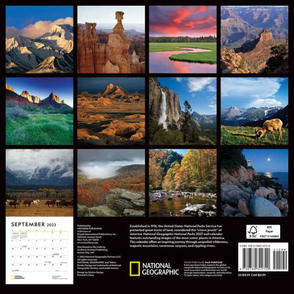 Barnes and Noble National Geographic National Parks 2023 Wall Calendar