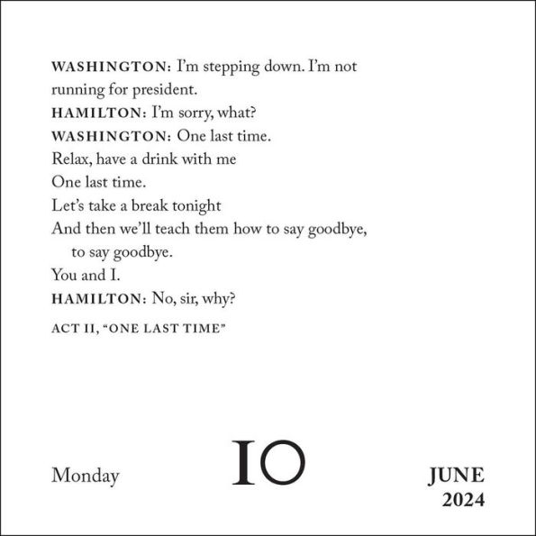 Hamilton 2024 DaytoDay Calendar An American Musical by Hamilton