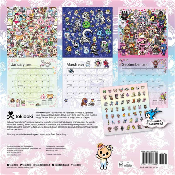 tokidoki 2024 Wall Calendar (w/ Stickers) by Simone Legno Barnes & Noble®