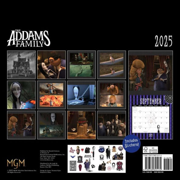 2025 Addams Family Wall Calendar