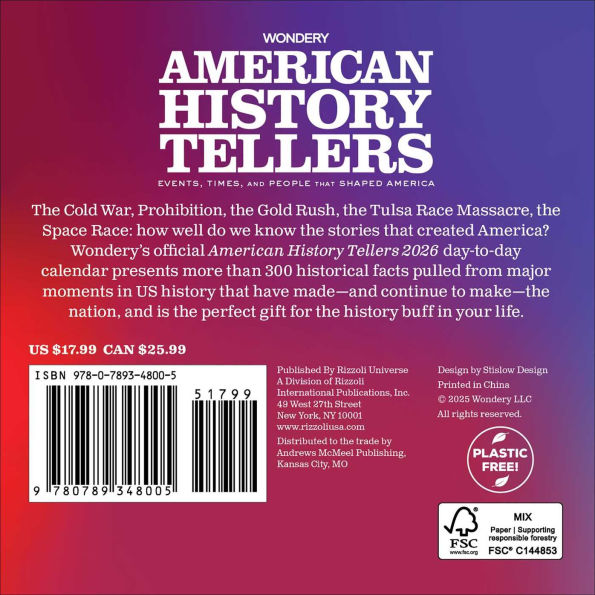 2026 American History Tellers Day-to-Day Calendar