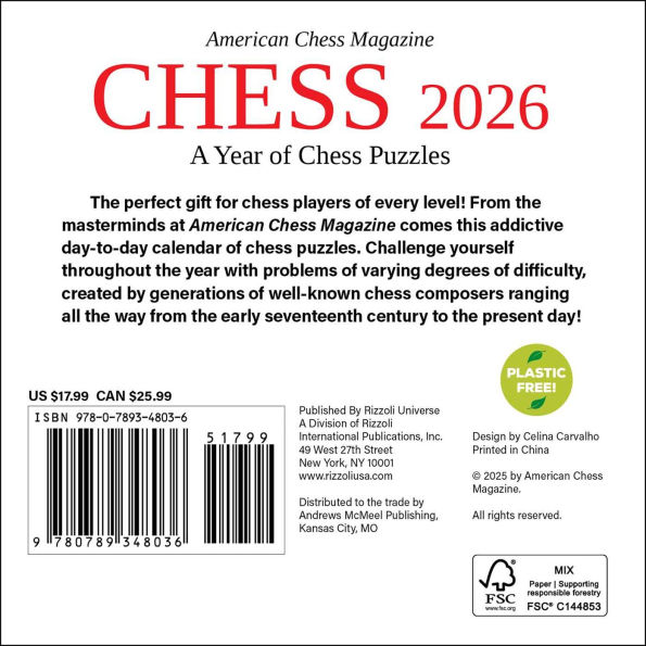 Chess 2026 Day-to-Day Calendar: A Year of Chess Puzzles