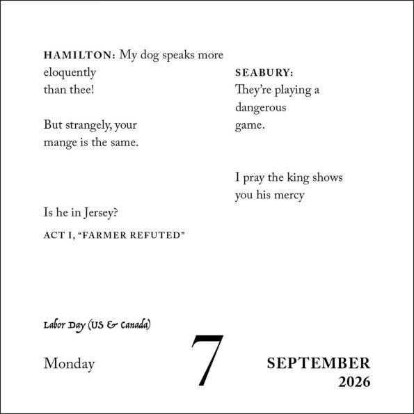 Hamilton 2026 Day-to-Day Calendar: An American Musical