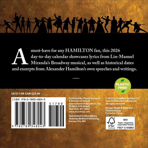 Hamilton 2026 Day-to-Day Calendar: An American Musical