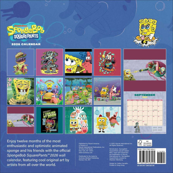 2026 SpongeBob SquarePants Wall Calendar
