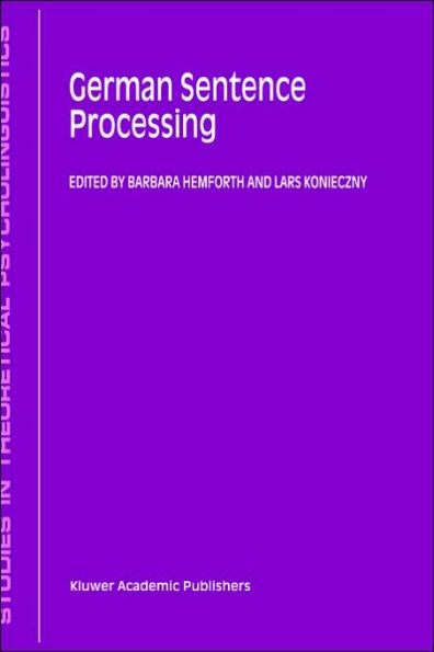 German Sentence Processing / Edition 1