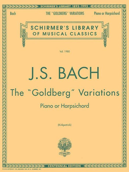 Bach: Goldberg Variations: Schirmer Library of Classics Volume 1980 Piano Solo
