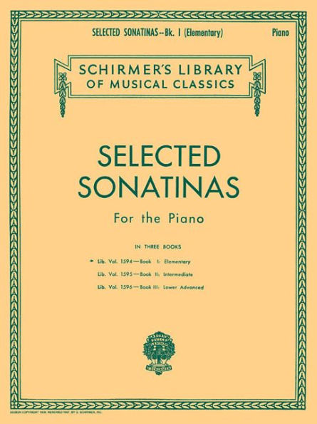 Selected Sonatinas - Book 1: Elementary: Schirmer Library of Classics Volume 1594 Easy Piano Solo