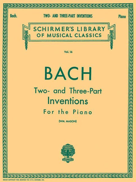 30 Two- and Three-Part Inventions: Schirmer Library of Classics Volume 16 Piano Solo