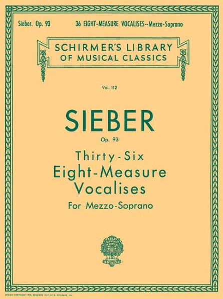 36 Eight-Measure Vocalises, Op. 93: Schirmer Library of Classics Volume 112 / Edition 1