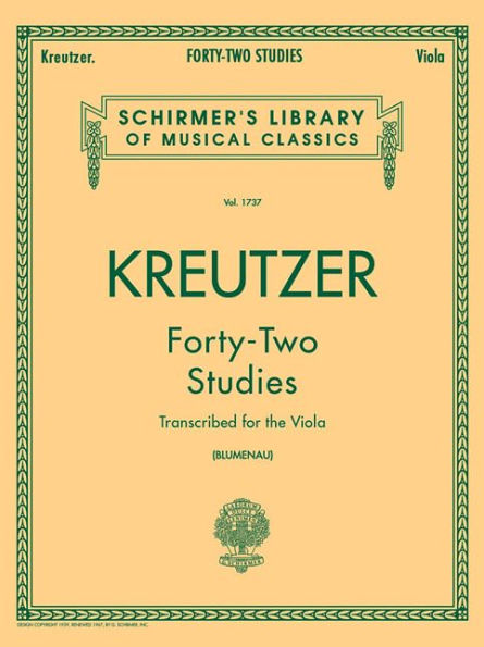 42 Studies Transcribed for the Viola: Schirmer Library of Classics Volume 1737 Viola Method