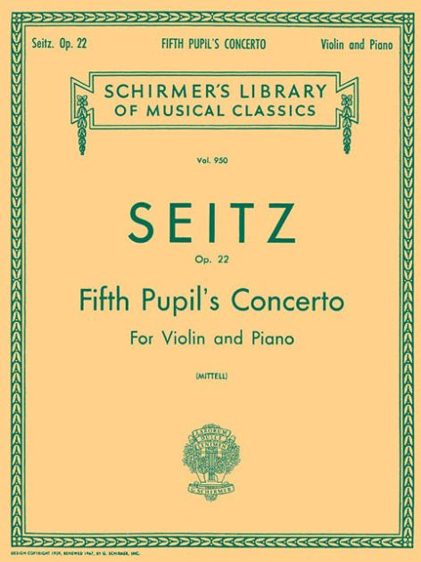 Pupil's Concerto No. 5 in D, Op. 22: Schirmer Library of Classics ...