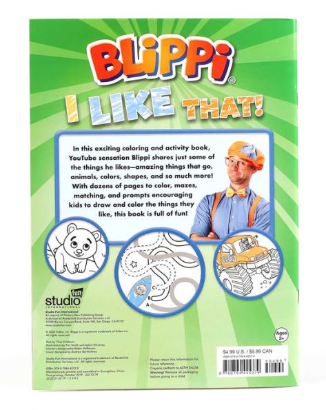 Blippi: I Like That! Coloring Book with Crayons: Blippi Coloring Book with Crayons