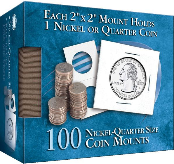 Nickel-Quarter 2X2 Coin Mounts Cube, 100 Count