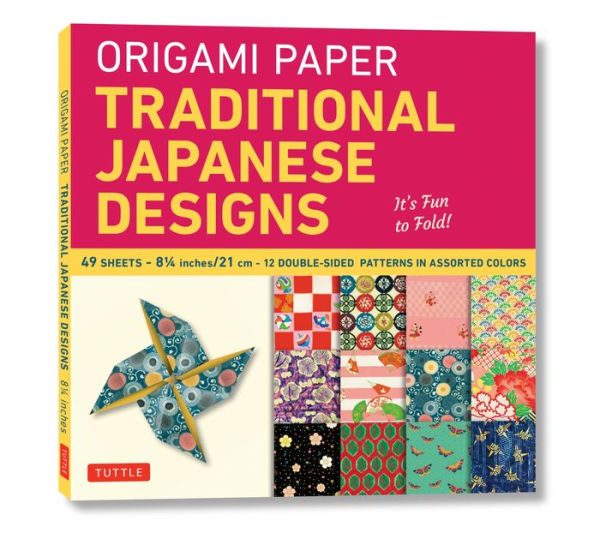Origami Paper - Traditional Japanese Designs - Large 8 1/4": Tuttle Origami Paper: Double Sided Origami Sheets Printed with 12 Different Patterns (Instructions for 6 Projects Included)