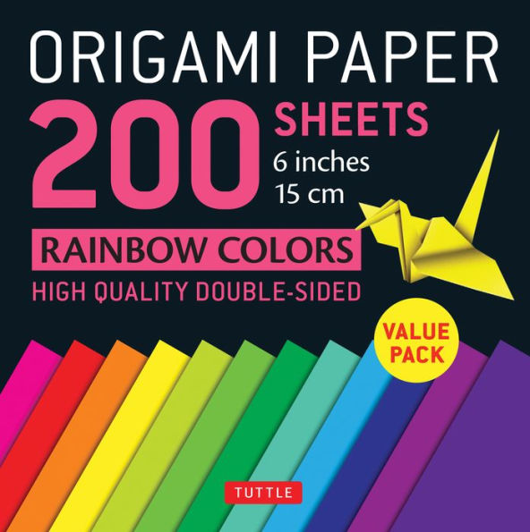 Origami Paper 200 sheets Rainbow Colors 6" (15 cm): Tuttle Origami Paper: High-Quality Double Sided Origami Sheets Printed with 12 Different Designs (Instructions for 6 Projects Included)