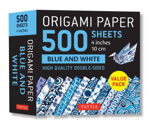 Origami Paper 500 sheets Blue and White 4" (10 cm): Double-Sided Origami Sheets Printed with 12 Different Designs