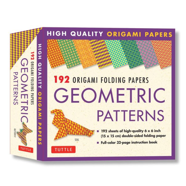 Origami Folding Papers - Geometric Patterns - 192 Sheets: 10 Different Patterns of 6 Inch (15 cm) Double-Sided Origami Paper (includes Instructions for 4 Projects)