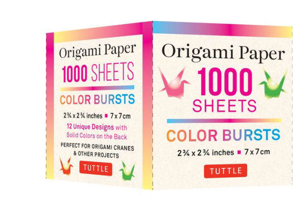 Origami Paper Color Bursts 1,000 sheets 2 3/4 in (7 cm): Double-Sided Origami Sheets Printed With 12 Unique Radial Patterns (Instructions for Origami Crane Included)