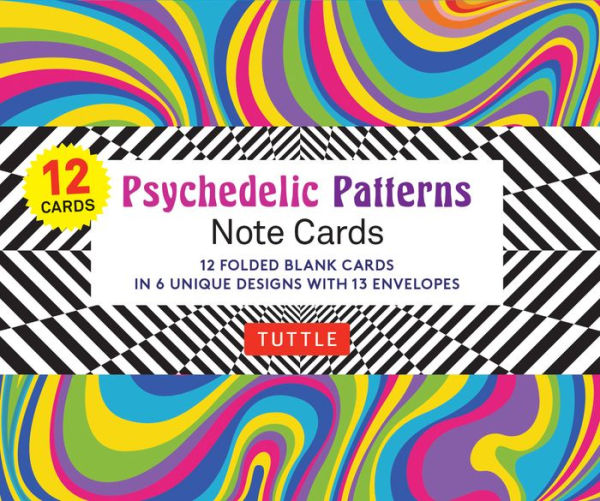 Psychedelic Patterns Note Cards - 12 cards: In 6 Designs With 13 Envelopes (Card Sized 4 1/2 X 3 3/4)