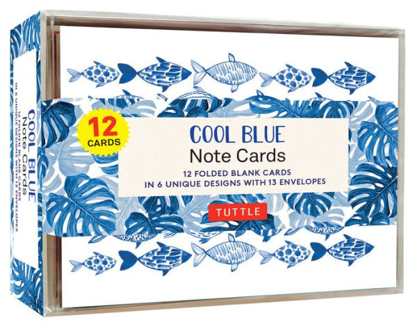 Cool Blue Note Cards - 12 Cards: In 6 Designs With 13 Envelopes (Card Sized 4 1/2 X 3 3/4 inch)