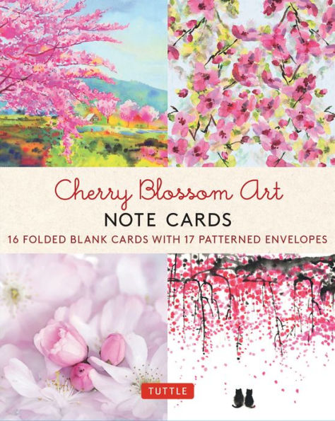 Cherry Blossom Art, 16 Note Cards: 16 Different Blank Cards with Envelopes in a Keepsake Box!