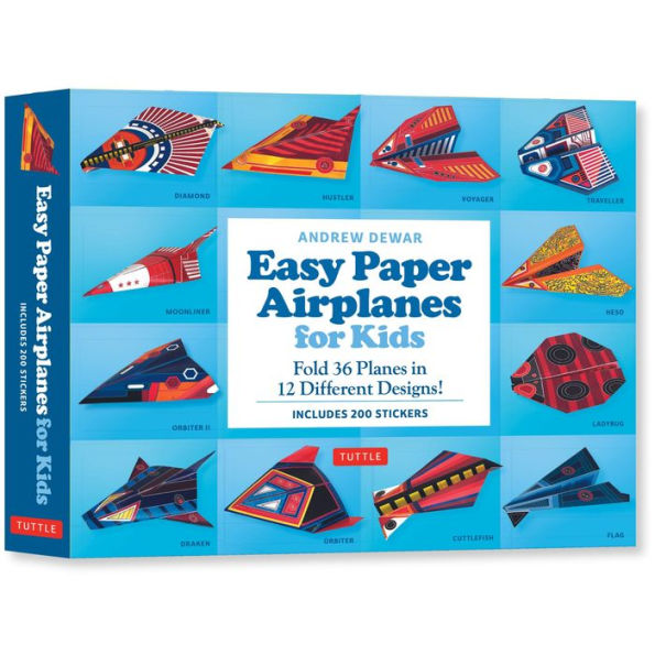 Easy Paper Airplanes for Kids Kit: 36 Paper Planes in 12 Amazing Designs!(Includes 36 Folding Sheets and 150 Stickers!)