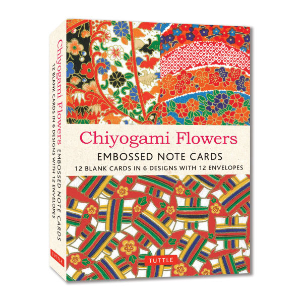 Chiyogami Flowers Embossed Note Cards - 12 Cards: 12 Blank Cards in 6 Lovely Designs (2 Each) with 12 Patterned Envelopes in a Keepsake Box