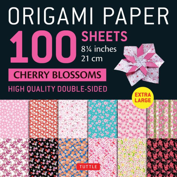 Origami Paper 100 sheets Cherry Blossoms 8 1/4" (21 cm): Extra Large Double-Sided Origami Sheets Printed with 12 Different Color Combinations (Instructions for 5 Projects Included)