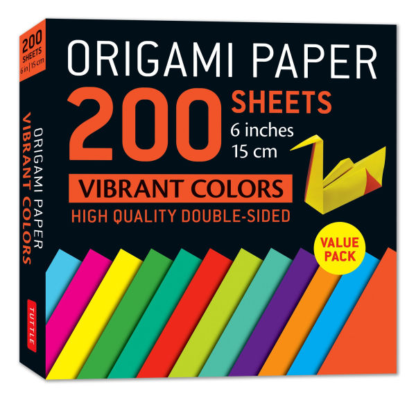 Origami Paper 200 sheets Vibrant Colors 6 (15 cm): Double-Sided Origami Sheets Printed with 12 Different Patterns (Instructions for 5 Projects Included)