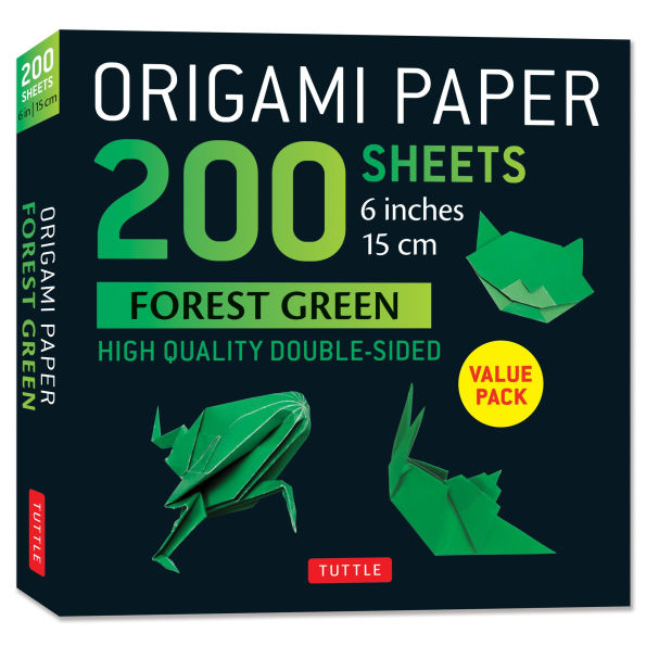 Origami Paper 200 sheets Forest Green 6" (15 cm): Solid Green Double-Sided Origami Sheets with Instructions for 9 Projects