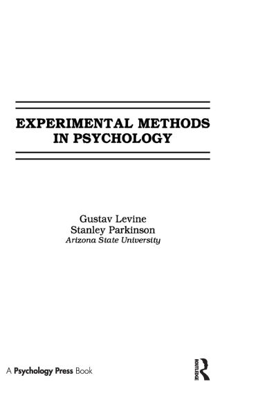 Experimental Methods in Psychology / Edition 1