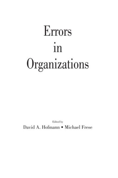 Errors in Organizations / Edition 1