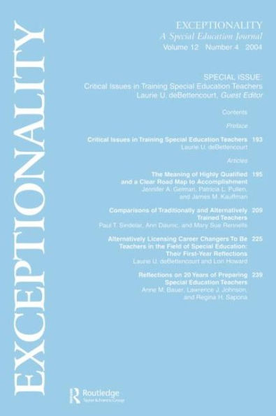 Critical Issues in Training Special Education Teachers: A Special Issue of exceptionality