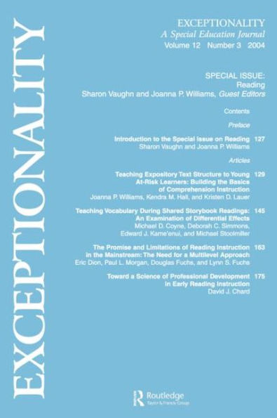 Reading: A Special Issue of Exceptionality