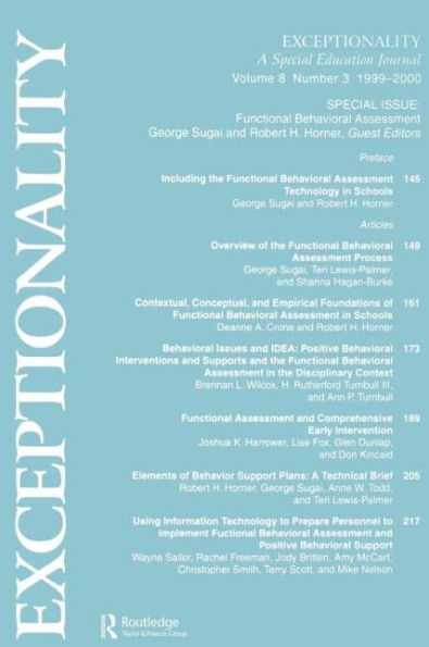 Functional Behavioral Assessment: A Special Issue of exceptionality / Edition 1