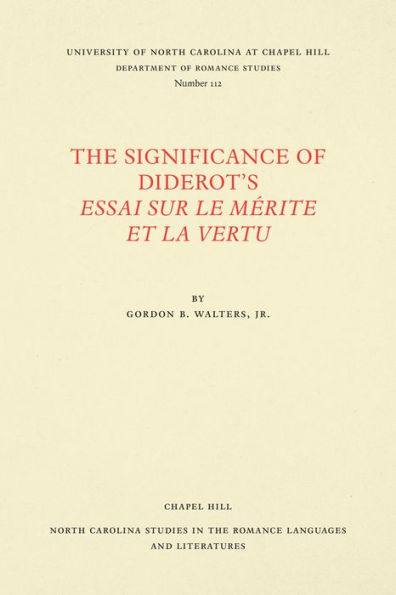 The Significance of Diderot's Essai sur le mérite et la vertu