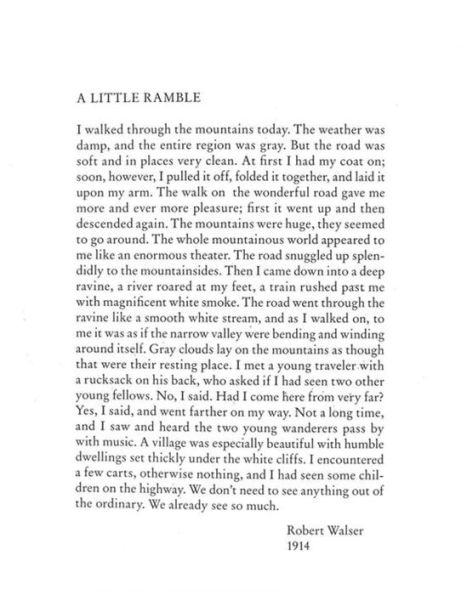 A Little Ramble: In the Spirit of Robert Walser