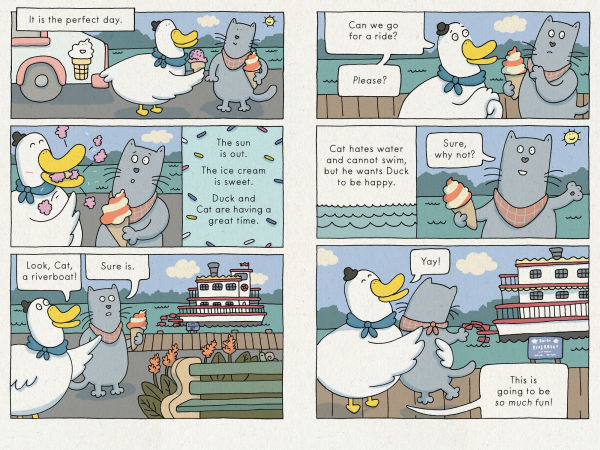 Duck and Cat Ride the Riverboat
