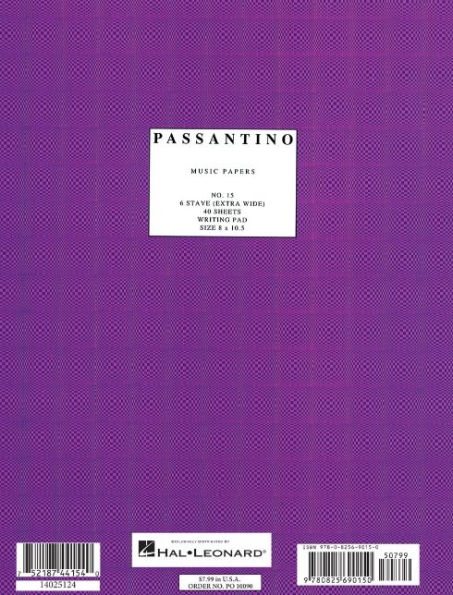 Writing Pad No. 15: 6-stave (Extra Wide): Passantino Manuscript Paper