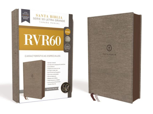 RVR60, Santa Biblia, Serie 50, Letra Grande, Tamaño Manual, Tapa Dura/Tela, Gris, Comfort Print