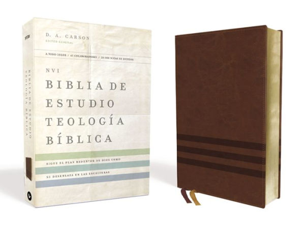 NVI, Biblia de Estudio Teología Bíblica, Interior a cuatro colores, Leathersoft, Café: Sigue el plan redentor de Dios como se desenlaza en las Escrituras