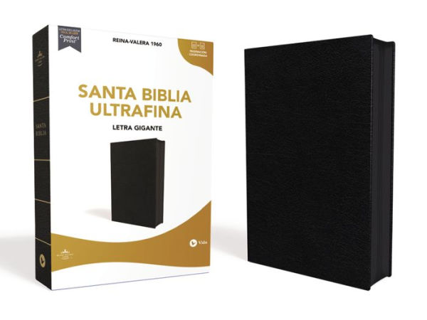 Reina Valera 1960 Santa Biblia Ultrafina, Letra Gigante, Piel Fabricada, Negro, con Cierre, Interior a dos colores