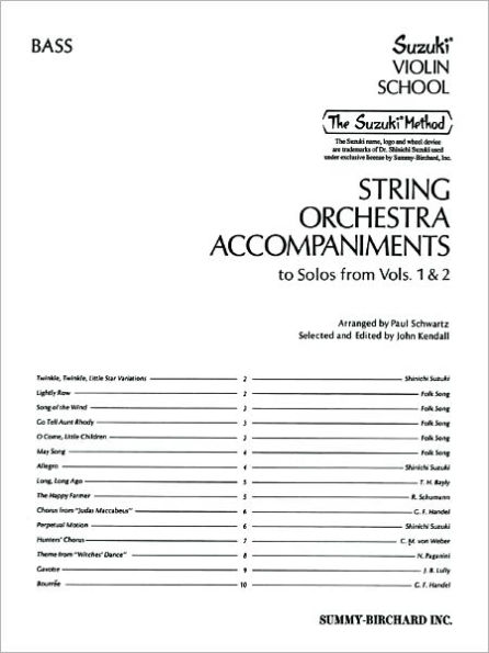 String Orchestra Accompaniments to Solos from Volumes 1 & 2: Bass