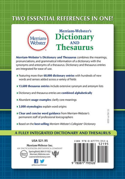 Merriam-Webster's Dictionary and Thesaurus