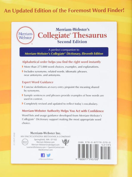 Merriam-Webster's Collegiate Thesaurus: Second Edition